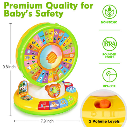 Learning Toys for 1 2 3 Year Old Boy Girl, Spin and Sing Alphabet Zoo with Sounds for Toddler 1-3, Educational Development Toy for Kid, Christmas Birthday Gifts for Baby 12-18 Months+