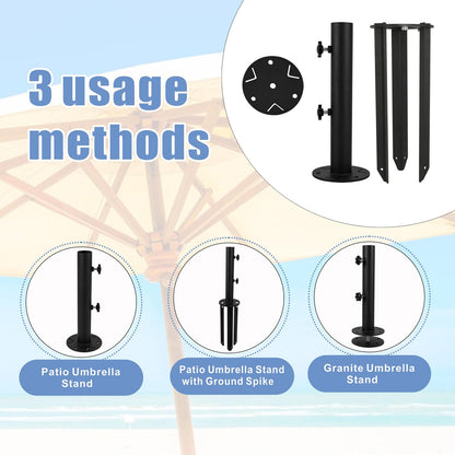 YZZHAJ Patio Umbrella Stand Base, Heavy Duty Outdoor Umbrella Holder, Metal Grass Umbrella Ground Stake, Steel Outdoor Umbrella Base for Decks, Patios, Lawn, Docks