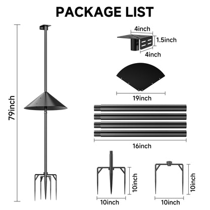 Uoveya Smart Bird Feeder Pole Stand with Proof Squirrel Baffle - Dia 1 Inch Bird House Pole 79", Feeding Station for Outdoors Heavy Duty, Compatible Post Mount