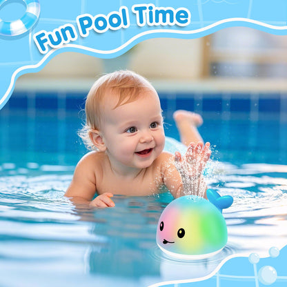 Gigilli Whale Bath Toy Sprinkler, Light Up Bath Toys for Kids Ages 1-3 Infant Baby Bath Toys 1 2 3 Year Old, Toddler Bathtub Bath Foutain Toys, Baby Pool Toys 6-12-18 Months Boys Girls Birthday Gifts
