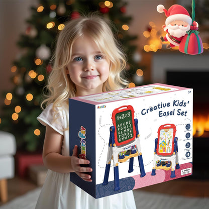 AuntyFey Easel for Kids, Toddler Easel, Double-Sided Chalk Board Kid, White Board, Kid Art Easel, Art Easel Age 4-8, Christmas Gift, Pink&Purple