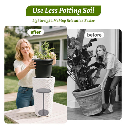 Decivems Adjustable Plant Riser (17.7-31.5") Universal Pot Stand with 3 Bases (6/8/10") for Indoor/Outdoor Square & Round Pots