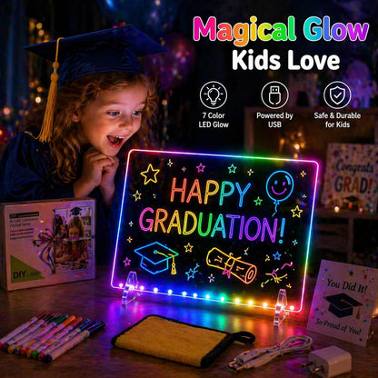 Lumiboard Led Drawing Board 7 Colors, Light Up Cosmody Drawing Board, Glowing Acrylic Dry Erase Board, Easter Basket Stuffers,Easter Egg Fillers Gifts Kids Girls Boy Teens(14.25")