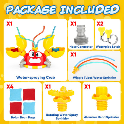 Water Sprinkler for Kids, Summer Outside Water Toys Attached to Garden Hose with 3 Spray Patterns & 4 Bean Bags for Toss Game, Kids Sprinklers for Yard Lawn Pool Games for Age 4-12 Yr Old Boys Girls