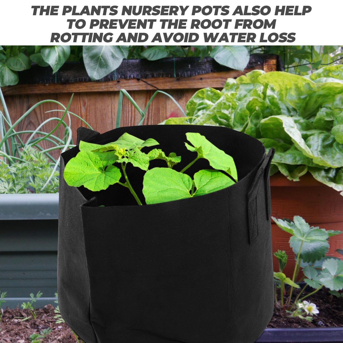 YOSADIER 2pcs 15-Gallon Black Thick Fabric Potato Grow Bags Raised Garden Bed Plant Containers for Outdoor Vegetable and Flower Nursery Gardening