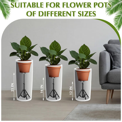 Otoolling 2 Pcs Adjustable Planter Risers for Inside Pots Metal Plant Inserts Fillers for Large Flower Pots Tall Tapered Planter Lift Stand for Indoor Outdoor Tall Containers (12-21" Rise, 4-12" Top)