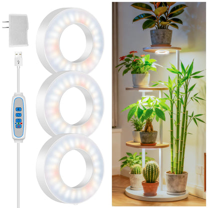 Kullsinss Ceiling Grow Light, 144 LEDs Full Spectrum Plant Lights for Indoor Growing with 6/12/16H Timer, 3 Spectrum Modes, 5 Brightness Levels, 3.5" Under Cabinet Grow Lamp for Small Plants (3-Head)