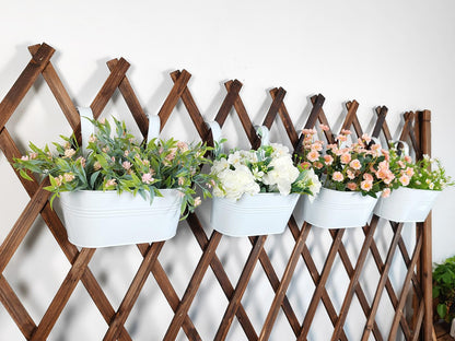 Joyfernal 10" Hanging Flower Pots, Pack of 8 White Metal Outdoor Patio Balcony Planter, Railing Planters Fence Pot with Detachable Hook & Drainage Hole for Small Plants (White, 8Pcs)