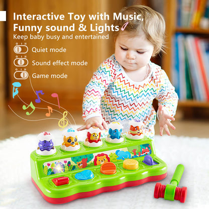 WOWOHAGE 1 Year Old Toys for Boys Girls Birthday Gift, Cause and Effect Animal Pop Up Toy with Music and Light for Toddlers 1-3, Preschool Learning Educational Toys Gifts for Babies 12 Months