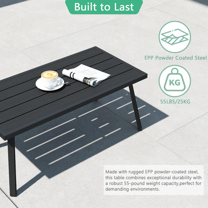 Helios&Hestia Small Rectangle Iron Outdoor Coffee Side End Table for Patio, Deck, Backyard, Garden, Poolside, Black