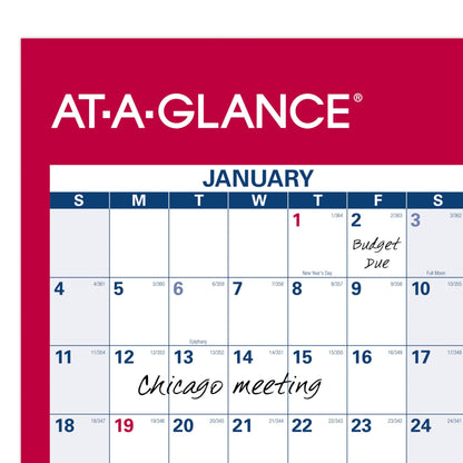 AT-A-GLANCE 2026 Erasable Calendar, Dry Erase Wall Planner, 12" x 16", Small, Vertical-Horizontal, Reversible, Compact (PM330B2826)
