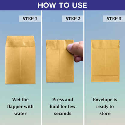 #1 Coin Envelopes Durable Kraft 2.25"x3.5", 500 Pcs Small Key Envelope with Gummed Flap, Seed Envelopes for Storing Seeds, Tip Envelope for Cash