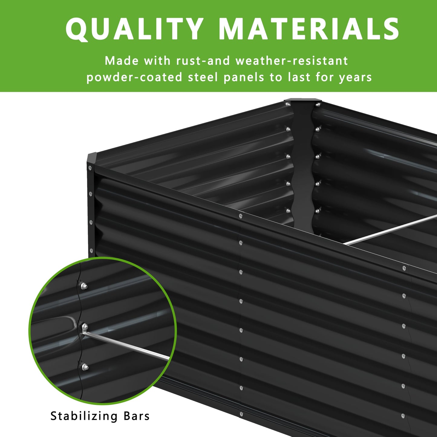 Nedenyou 2PCS 8x4x1FT Galvanized Raised Garden Bed,Planter Raised Beds-Metal Garden Box,Large Plant for Outdoor Planting, Vegetables Bed，Flower,herb-Black