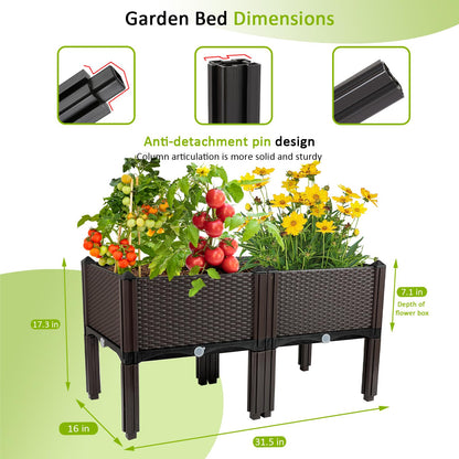 TDDSS Raised Garden Bed Planters for Outdoor Plants with Legs Elevated Rectangular Planter Boxes Garden Patio Balcony Deck for Planting Flowers, Vegetables, Tomatoes, and Herbs
