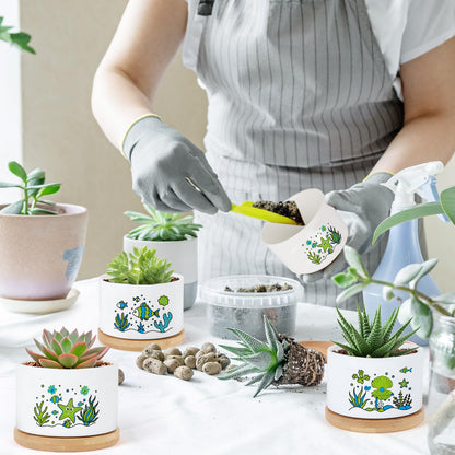 KONROOWEI 3 Pcs Coastal Beach Room Decor Plant Pots,Funny Planter Gifts for Women,for Indoor Plants Garden Planters Succulent Pots, with Drainage Holes and Saucer(No Plants)