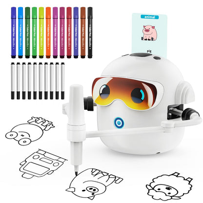 Ytcx.Tech Drawing Robot for Kids, Interactive Montessori Educational Drawing Machine with 100 Cards, Smart Painting Learning Robot Toy for 3 4 5 6 7 8 Year Old Boys Girls Birthday Gift