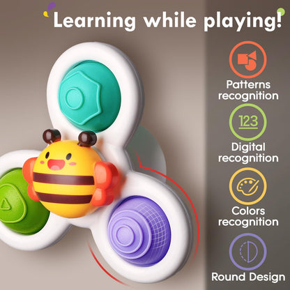 ALASOU 6 PCS Suction Cup Rotating Toys(3 POP+3 Space) for Infant and Toddlers