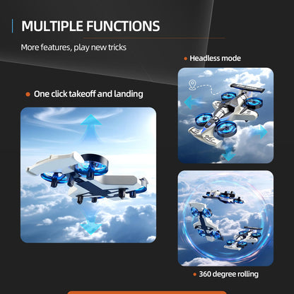 Xelabrion Remote Control Airplane Car Toys for Kids Ages 4-6-8-10-12, 2-in-1 Foam RC Plane Car Jet Mini Drone, Racing Car Stunt Plane Toys for Kids Boys Beginners 4 5 6 7 8 9 Year Indoor Outdoor Play