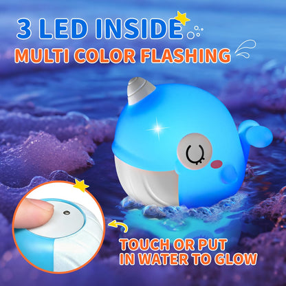 6 Packs Light Up Bath Toys for Kids Ages 1-3, Sea Animals Bathtub Toys for Baby 12-18 Months Toddlers 2-4, Water Activated Pool Toys for 1 2 Year Old Boy Girl Gifts