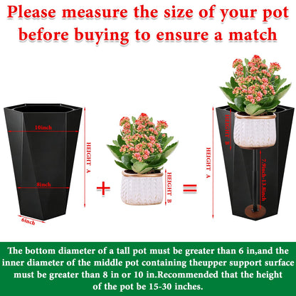 LUTTY Wooden Adjustable Plant Risers for Inside Pot,7.9-13.8 inches Tall Tapered Plant Riser Fill Bottom of Tall Flower Pots and Large Plants Containers, Rise Filler Riser of Flower Pots