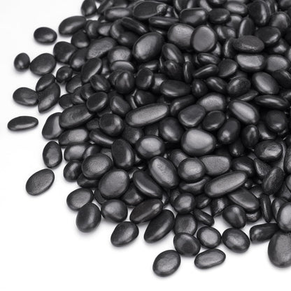 Pulovin 10 lbs Black Pebbles for Indoor Plants, Succulent, Bamboo, Vase, 3/8" Plant Rocks for Pots Indoor, Small River Rocks Decorative Pea Gravel, Highly Polished
