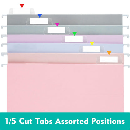 Zzrywuty Hanging File Folders Letter Size, 12-Pack Hanging File Folder with 1/5-Cut Tabs, Pastel File Folders Hanging Organizers for Filing Cabinet, Bulky Files & Medical Charts