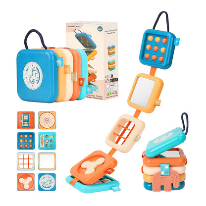 YINGZHIXING Busy Board for 1 2 3 Year Old - Montessori Travel Toy with Fine Motor Activities, Busy Cube Sensory Learning for Toddlers 1-3 - Perfect Baby Boy Girl Gift & Airplane Car Activity
