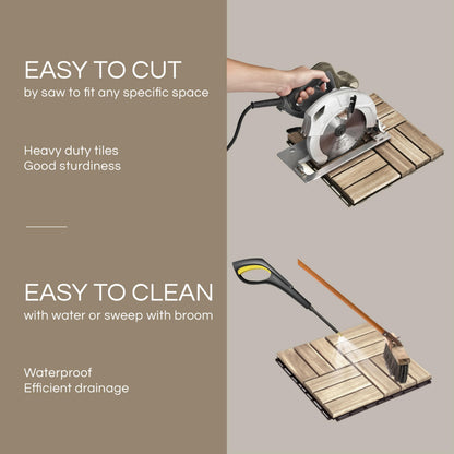 THYOI Premium Deck Tiles, Patio Flooring - Outdoor Waterproof Acacia Wood Tiles for All Weather Use - Balcony, Backyard, Indoor & Outdoor (Square Ft) (10, White, 12S)