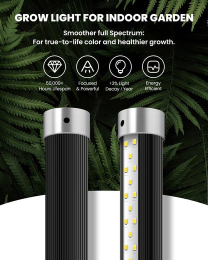SJZX Grow Light for Indoor Plants, 40 LEDs Full Spectrum Plant Light Stand with Timer, High PPFD Grow Light, 1.2ft Vertical Standing/Hanging Indoor Plant Light for Small Plant Herbs in Home & Office