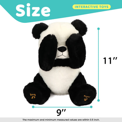 Cuteoy Peek A Boo Panda Bear Plush Toy Interactive Electric Stuffed Animal Repeats What You Say Singing Talking Musical Plushies Gifts for Christmas Birthday 11''