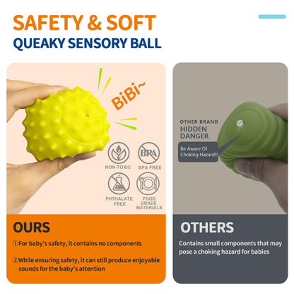 Sensory Balls for Toddlers 1-3, Sensory Baby Toys 6-12 Months, Infant Squeeze Sensory Toys,Baby Rattle Ball, Baby Teething Sensory Montessori Toys Soft Chew Toy with Rattles for Babies