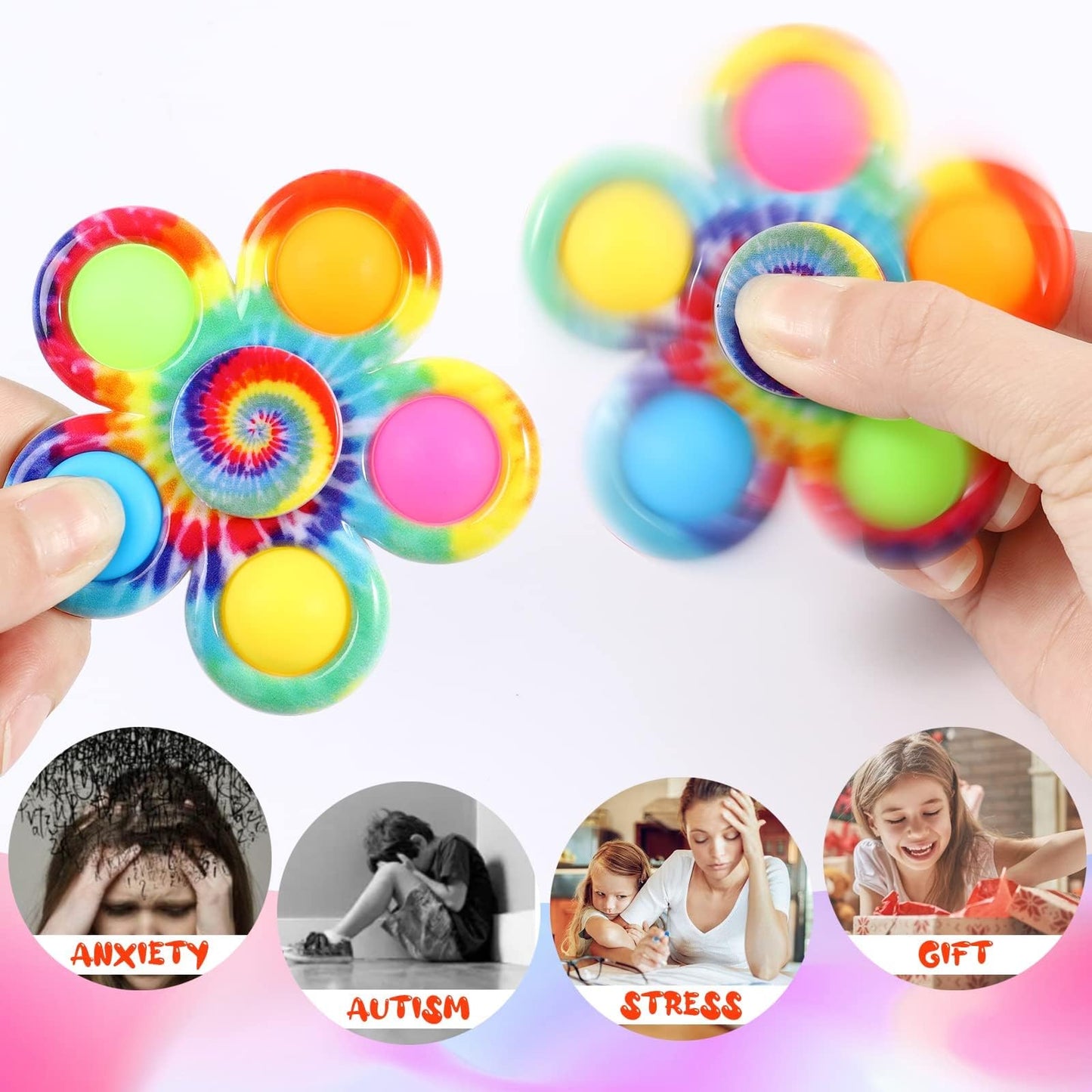 Gigilli 24 Pack Party Favors Fidget Spinners for Kids 4-8-12, Treasure Box Toys Classroom Prizes, Goodie Bags Stuffers Gifts for Kids 3-5, ADHD Pop Mini Fidget Toys Bulk, Adult Anxiety Sensory Toys
