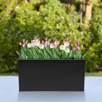 Ginelm 38”L x 15”W x 15”H Metal Long Planter Box for Outdoor Plants Large Rectangular Planter Boxs Spliced Flower Pot for Flowers Garden