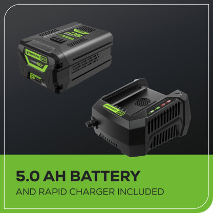Greenworks 60V 21" Brushless (Push) Cordless Lawn Mower, 5.0Ah Battery (1/2 Acre, Rapid Charger, 4-in-1, LED Lights, IPX4)