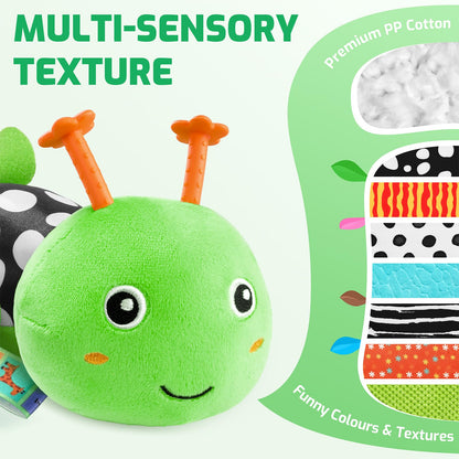 Sumobaby Baby Toys 0-6 6-12 Months, Music Caterpillar Plush Toy with Baby Mirror, Pull String&Crinkle Rattle,Infant Teething Toys,Tummy Time for 0-3-6-12 Month Boys Girls Newborn Gifts (Green-Leaf)