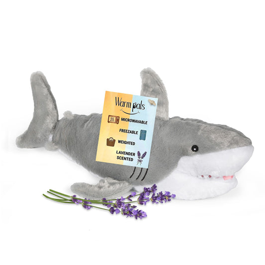 Samuel Shark - Microwavable & Weighted Plush Stuffed Animal - Heated Plushie for Warmth - Cute, Soft, Cozy Toy for Adults & Children (Boys, Girls, & Toddlers) by Warm Pals