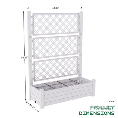 ASKPASS Elevated Raised Garden Bed with Trellis,Resin Planter Boxes Outdoor for Backyard Balcony,Large Patio Planter Box for Herbs Flowers Vegetables(Ashen)