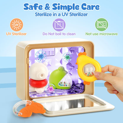 Vanmor Baby Rattles 0-6 Months | Sensory Toys for Infants 6-12 Month, Wrist Rattle Socks, Foot Finder & Teething Toys | Teether Grasping Shaker for Newborn, Must Haves Montessori Baby Shower Gifts