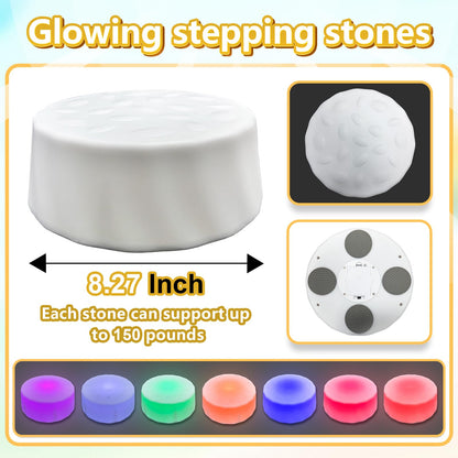 Onyoloy Kids Light Up Stepping Stones - 6 Non-Slip Stepping Stones, Each with 7 LED Light Colors, Indoor Obstacle Training Balance Stepping Stone Toys for Kids Ages 3 and Up.