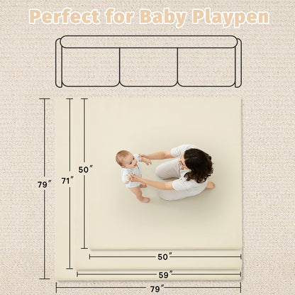 ILPEOD Waterproof Baby Play Mat for Floor Memory Foam 50 * 50 Cushion Playpen Playmat Tummy Time Crawling Mat Nursery Rug Thick Pad Create Soft & Safe Area for Infants,Toddler,Kids,Beige