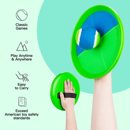 EVERICH TOY Toss and Catch Ball Game Set, Sticky Ball Paddle Catch Game for Kids, Summer Outdoor Backyard Beach Pool Yard Toy Gift for Boys Girls Ages 3-12