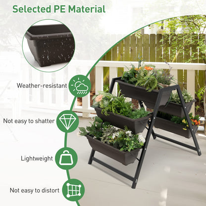 Giantex Vertical Raised Garden Bed, 5 Planter Boxes Container w/Drainage Holes, 31”H Freestanding Heavy-Duty Metal Frame, Indoor Outdoor Raised Bed for Vegetables Herbs Flowers to Grow