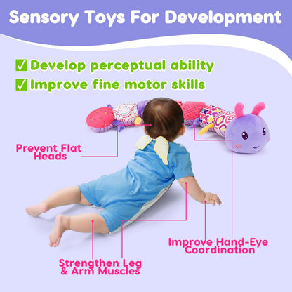 Baby Girl Toys 0-3-6 Months Musical Stuffed Animals Plush Caterpillar Toy Crinkle Rattles Tummy Time Development Sensory Toys infants 6-9-12 Months Newborn Girls Boy Shower Gifts Easter Basket Stuffer
