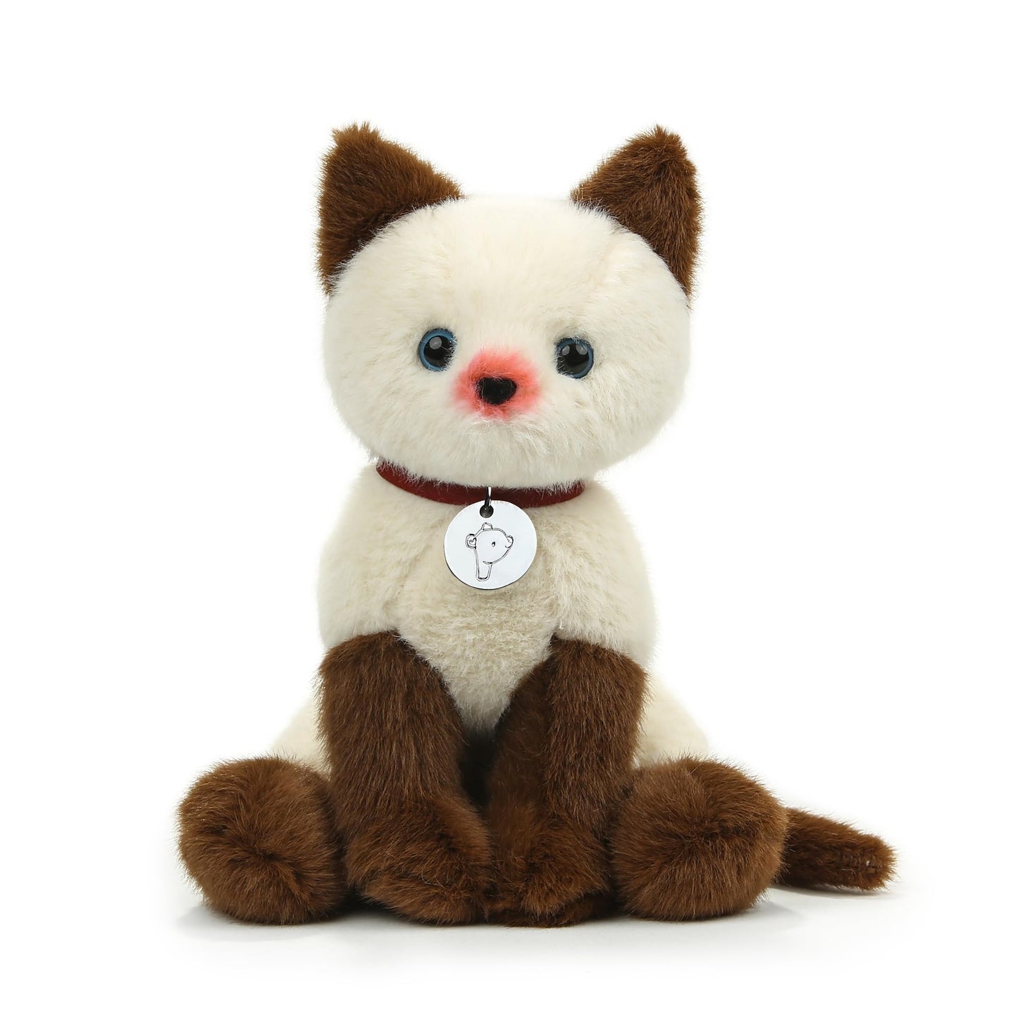 Plushland Realistic Stuffed Cat and Dog Plush PuppyStuffed Animals Plush Toys Collar, Realistic Premium Pawpal Stuffed Puppy Cats and Dogs Toy for Boys and Girls 8 Inches (Siamese Kitty with Collar)