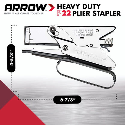 Arrow Fastener P22 Heavy Duty Handheld Plier Stapler for Crafts, Office, and Insulation, Uses 1/4-Inch and 5/16-Inch Staples
