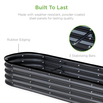 Best Choice Products 8x2x1ft Outdoor Metal Raised Garden Bed, Oval Deep Root Planter Box for Vegetables, Flowers, Herbs, and Succulents w/ 108 Gallon Capacity - Charcoal