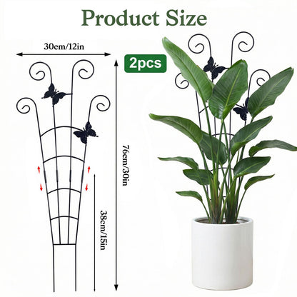 2 Pack 30 in Adjustable Plant Trellis Thickened Rust-Proof Metal Climbing Support Expandable 15-30 Inch Indoor Outdoor Garden Trellis for Pothos Ivy Monstera with Plant Ties