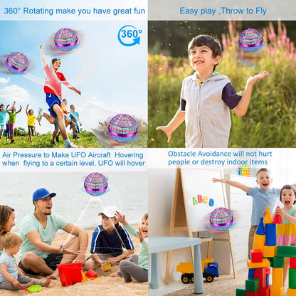 Flying Orb Ball Toys, Hand Controlled Flying Orb Magic Ball, RGB Led Lights Spinner, Drone Cool Toys Gift for 6 7 8 9 10 11 12+ Years Old Boy Girls Birthday 2-Pack