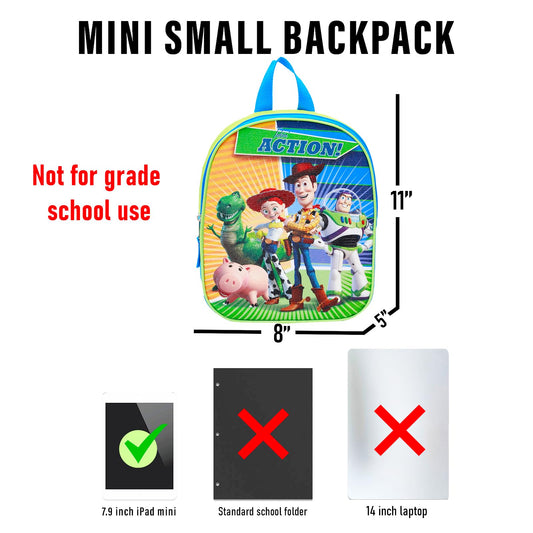 Buzz Lightyear Mini Backpack Set - 11” Toy Story Backpack Purse Bundle with Stickers & Door Hanger | Woody and Buzz School Supplies for Kids