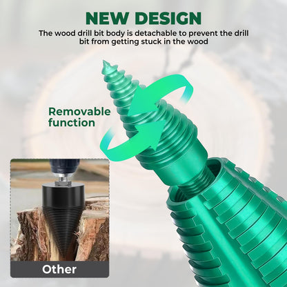50mm Log Splitting Drill Bit with Anti-Stuck Tech, Heavy-Duty Firewood Splitter Wet & Dry Wood | S-DS-Pl-us/S-DS-Max Compatible | Quick-Change Detachable Head